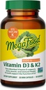 Mega Foodtaminable D3 5000 IU (125 mcg) - Vegetarians suplementaris amb Vitamina D3 K2 - Suports Os, Teeth, Muscles i Imnenee Sanitat - Certified No- GO - 120 Mini Capules, 120 Vivs