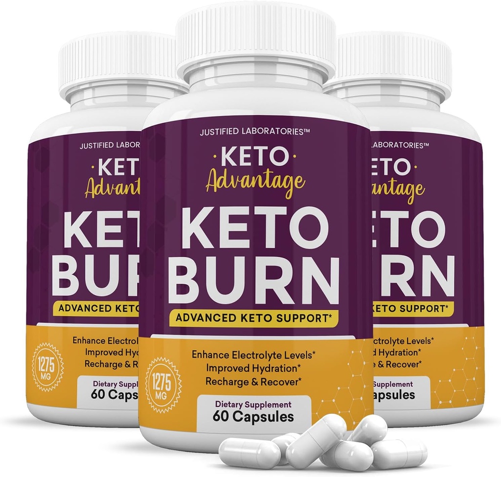 (3 Pack) Keto Adviously Keto Burn Pil-pil 1275MG Baru & Imrected Formula Berisi Apel Cider Tambahan Persik Powder Zaitun Daun Teh Hijau 180 Capsules