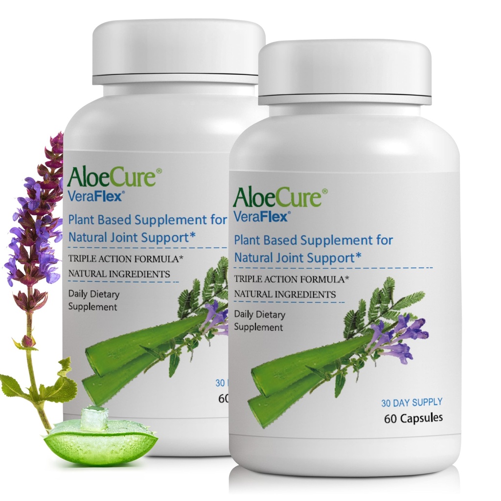 AloeCure VeraFlex Natural Joint Health, 60 Capsules, Clinically Tested Natural Plant-Based Formula to Support Comfort, Mobility and Flexibility - Featuring Organic Aloe Vera, 2-Pack