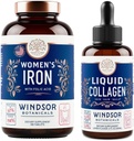 WINDSOR BOTANICALS Líquido Collagen e ferro para mulleres Beaty e Wellness Bundle