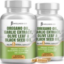 JB Wellness Oregano Oil, Garlic Extract, Olive Leaf, with Astragalus - Immune Support & Digestive Health Supplement for Women and Men - 120 Count