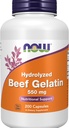 Elikagai gehigarriak, Beef Gelatin 550 mg, hidrolizatua, elikadura laguntza, 200 kapsulak