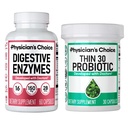 Physician's CHOICE - Beat Bloat + Support Weight Management Bundle: Digestive Enzymes + Thin-30 Probiotic