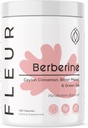 FLEUR Berberine HCL avec cannelle biologique, mélône amère et extrait de thé vert, soutient le coeur, le système digestif et immunitaire, le soutien de la vitalité pour les hommes et les femmes, non OGM et végétalien, 120 capsules