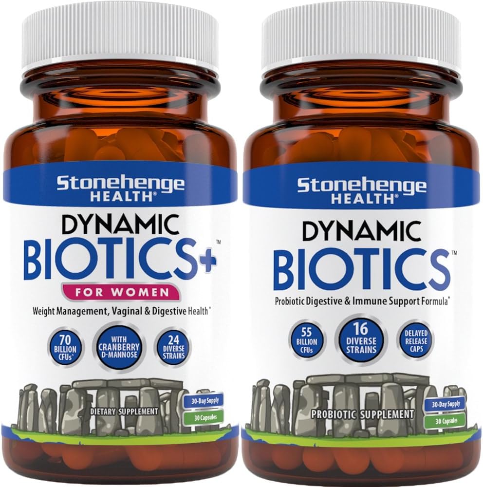 Stonehenge Health Dynamic Biotics+ for Women + Dynamic Biotics Probiotics Bundle Supplements to Support Digestief & Vrouwelijke Gezondheid