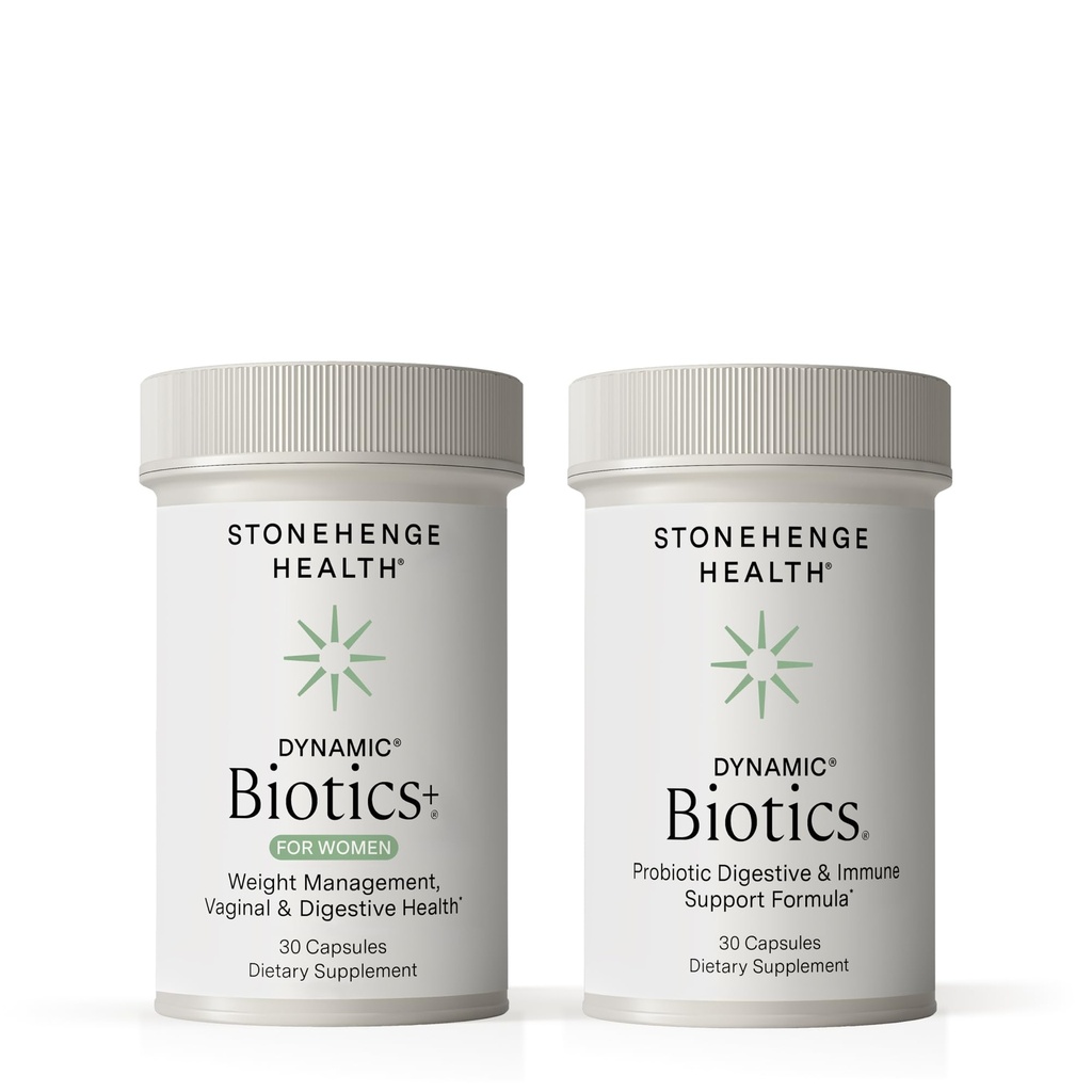 Stonehenge Health Dynamic Biotics+ for Women + Dynamic Biotics Probiotics Bundle Supplements to Support Digestive & Feminine Health