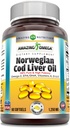 Incredibile Omega Norwegian Cod Liver Oil 1250 Mg Softgels Supplemento | Omega-3, EPA, DHA, Vitamina A, Vitamina D & Vitamina E (Lemon | 60 Count)