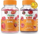 Lifeable Zinc Kids + Iron & Vitamin C Kids, Gummies 번들 - 훌륭한 타스팅, 비타민 보충, 글루텐 무료, GMO 무료, Chewable Gummy