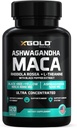 Ashwagandha 5000mg + Maca Root Nero, Rosso, Giallo 4.000mg, Rhodiola & L-teanina: 30:1 Estrarre Ashwagandha Capsule, 20:1 Estratto Maca Root Capsule - Supplemento per Uomini e Donne