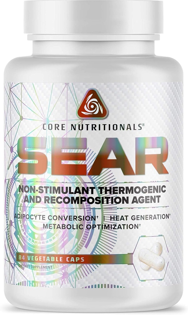 Core Nutronionals Sear Thermogenic & Rekomendation Agent 124; Non Stim Fat Burner 124; Wight Management Support 124; with Paradoxine Grains of Paradise 124; 84 Vegetable Capsules