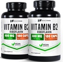 Healthfare Vitamina B2 Riboflavina 400 mg Pacote de 2 Cápsulas de 180 Veg Cada Suplemento