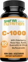 SHIFAA NUTRITION Halal Vitamin C-100mg Tablet, 60 Days Supply. Tambahan Dukungan Imune dengan Vitamin C, Elderberry, Quercetin, Rose HIPS & Rutin. Vegetarian, Non- GMO, Sugar Free & Keto Friendly