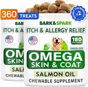 BARK&SPARK (Pack of 2 Omega 3 for Dogs - 360 Fish Oil Chews for Dog Shedding, Skin Allergy, Itch Relief, Hot Spots Treatment - Joint Health - Skin & Coat Supplement - EPA&DHA Fatty Acids