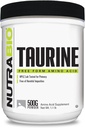 NutraBio Taurine Powder 500g  Freedom-Form L-Taurine Amino acid hỗ trợ cho sức khỏe tế bào, năng lượng và độ béo không-GMO