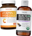 Bundle of Black Seed Oil Liquid & Vitamina C - Imunity Fusion Booster Pack - Organic Black Seed Seed Oil Liquid (8fl oz) Premium C-Pressed Nigella Sativa & Vitamin C Immune Support (Non-GMO)(60 Capsule)
