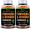 Nature's Base Kurkuma en Gember Gummies voor volwassenen (2 Pack) - Tumeric Curcumin Supplement to Support Joint Health & Immune Support - 120 Vegan Gummies