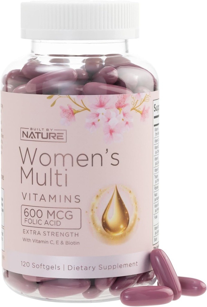 A Nature Vitamins for Women - Women 's Complete Daily Multivitamin Supplement with A, B, C, D, E, Iron, Kalcium, Magnézium and Multi Minerals - Wellness & Immune Health Support - 120 Softgels