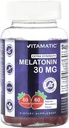 Vitamatic Sugar Free Melatoniin 30mg kohta Gummy - 60 Servings - 60 Taimetoitlaste Gummies - Mitte-Habit Forming Supplement (60 Count (Pack of 1))