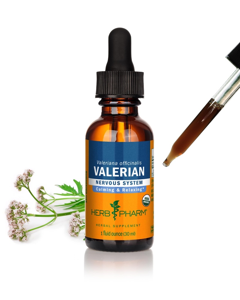 Herb Pharm Valerian Liquid Extract: USDA Organic Calming Valerian for Sleep & Relaxation, Fast-Absorbing Liquid Herbal Supplement with Valerian Root & Rhizome, Up to ~3 Week Suppl, 1 oz*