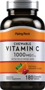 Piping Rock Vitamin C 1000mg Chewable Tablets | 180 Count | Supplement for Adults with Rose Hips | Orange Flavor | Vegetarian, Non-GMO, Gluten Free