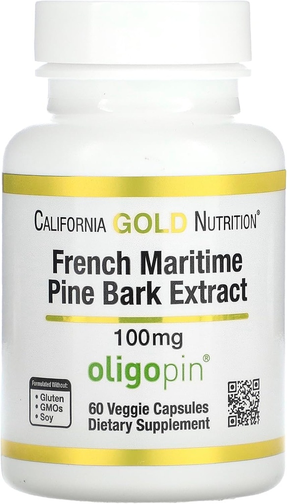 Công nghệ hấp thụ vàng California Maritime Pine Barkein, Oligopin, 100 mg, 60 Veggie Capsules