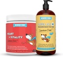 WONDER PAWS Heart + Vitality Superhero Chews Plus Omega Max Fish Oil - för hundar hjärthälsa, hud och gemensam vård & immunstöd - Hjärta + Vitalitet 90 Chews - Omega Max 16 Ounces