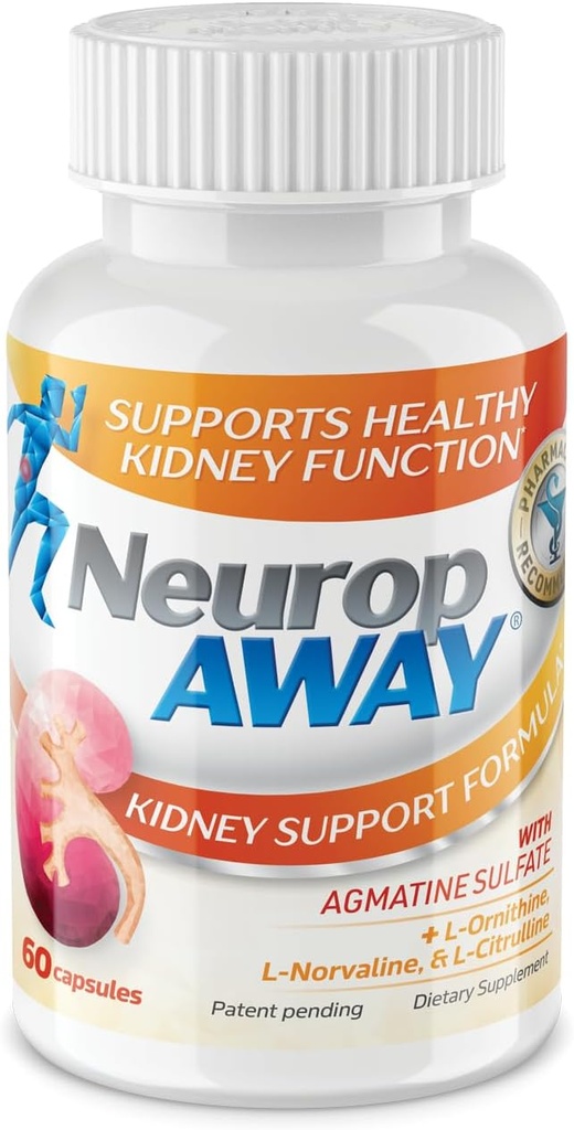 NeuropAתמיד Kidney תומך תוסף עם Agmatine Sulfate, L-Novaline, L-Ornithine, L-Citrulline מספק תמיכה מהירה, כוחנית, 60CT