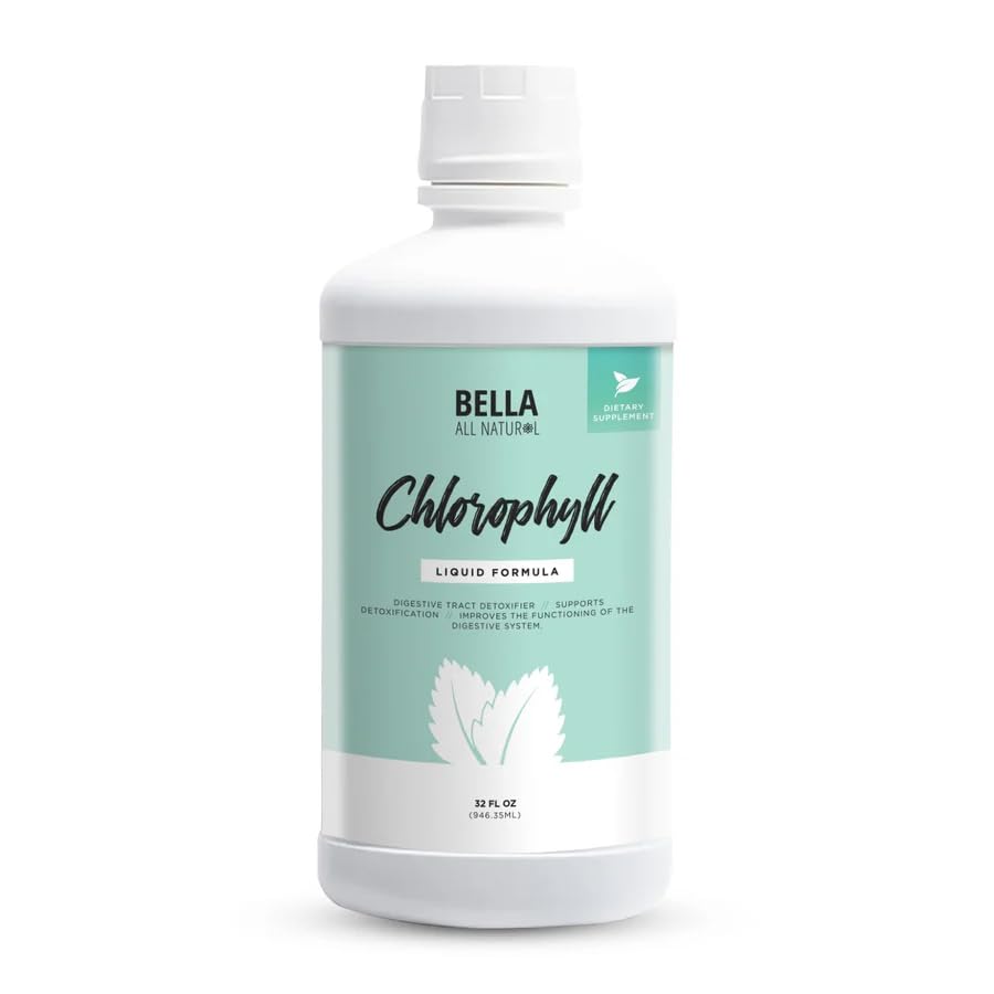 Bella All Natural Liquid Chlorophyll Drops Anti-Aging | Increased Energy | Hormonal Balance | Anti-Acne, Mint Flavor 60ml
