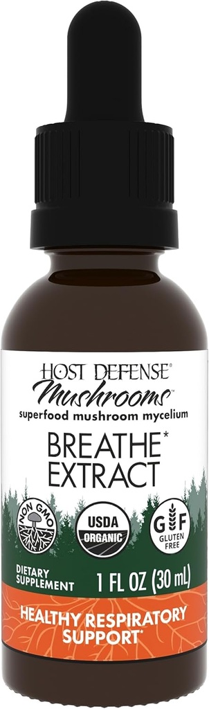 Host Defense Dih* Extract - Imune & Respiratory Support Gobe Tekoči dodatek - Zeliščni Lung Health Supplement with Chaga, Reishi & Cordyceps - 1 fl oz (30 servings)*