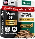 VitaUp Ashwagandha Capsules 1310mg with Black Pepper - USA Made Ashwagandha Supplements for Relaxation Support, Normal Cognitive Function & Balanced Energy Levels – 60 Caps