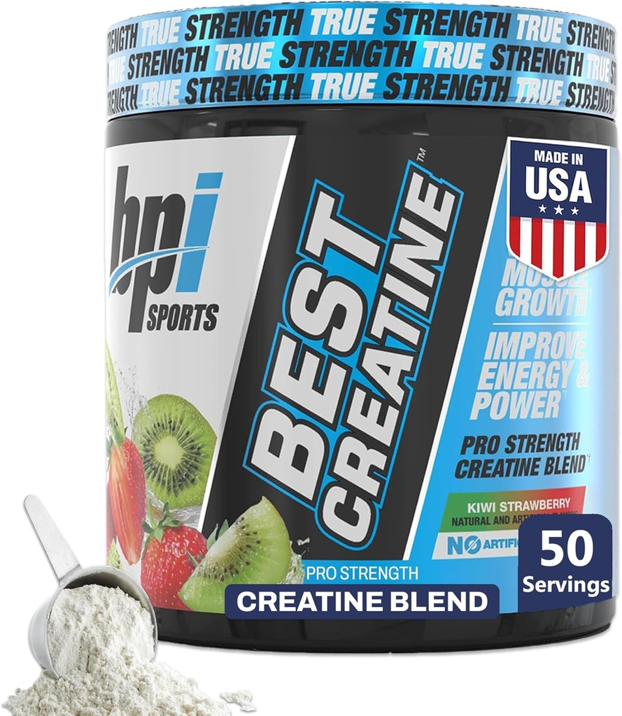 BPI Sports Best Creatine - Creatine Monohydrate Прах за мъже и жени, Хималайска сол - сила, помпа, издръжливост, мускулен растеж, мускулна дефиниция, без блато - киви Ягода - 50 Сервиз - 9.07 Оз