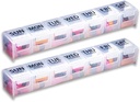GMS Weekly Pill Organizer - 7- Day Labeled Comment Pill Case for Suplemen, Vitamin and Medication - Secure Latches - Ideal for Daily Use & Travel - Clear - 2 Pack