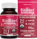 BioBeet ® Max Strength Beet Root kapszula - 21: 1 Koncentrátum, Minden adag 28,350 mg organikus beetrootból származik - Felszívódás BioPerine ® Fekete Bors kivonat (60 kapszula)