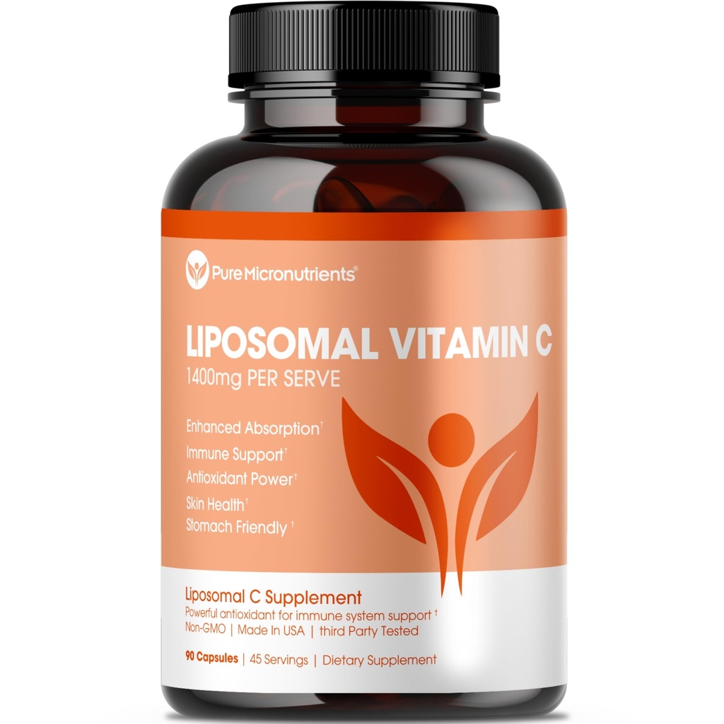 Pure Micronutrients Pure Liposomal Vitamin C - 1400mg Per Serve Supplement - 90 Capsules - High Absorption VIT C Ascorbic Acid Pills