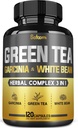 Extracto de té verde pílula EGCG 16000Mg por porción con 12000Mg Green Tea, 2000Mg Garcinia Cambogia e 2000Mg White Kidney Bean - Apoio equilibrio corporal, corazón e saúde inmune - 120 cápsulas 2 Mes de subministración