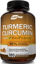 BioPerine와 NutriFlair Turmeric Curcumin - 1300mg, 180 캡슐 - 95 % 표준 Curcuminoids Optimal 흡수를위한 검은 후추와 함께 심황 보충 추출물 - 180 캡슐