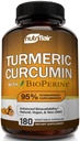 NutriFlair Turmeric Curcumin with BioPerine - 1300mg, 180 Capsules - 95% Standardized Curcuminoids Turmeric Supplement Extract with Black Pepper for Optimal Absorption - 180 Capsules