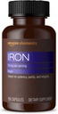   Elements Iron 18mg Capsules, Supports Red Blood Cell Production, Vegan, 195 Count, 6 month supply (Packaging may vary)