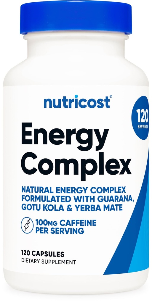 Nutricost Natural Energy Pills Complex 120 Capsules, 100mg Caffeine - Gluten Free - Non-GMO
