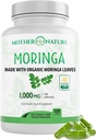 Mare Naturala Organics Moringa Capules Ònumia Moringa Leaf Powder, Origen simple, Energia i suport de Metabolisme, Focus, Vitatamina C Vegan, 500mg, 120 Capules
