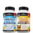 Triple Strength Omega 3 Fish Oil Softgels (2 Month Supply) Plus Turmeric Curcumin with Black Pepper Extract 1500mg Complex (2 Month Supply)