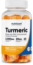 Nutricost Turmeric Gummies 2,000mg Tumeric per Serving (120 Gummies) - 60 Servings