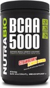 NutraBio BCAA 5000 Powder - Vegan Fermented BCAAs - unterstützt Lean Muscle Growth, Recovery, Endurance - 60 Servierungen - Erdbeere Zitronenbombe