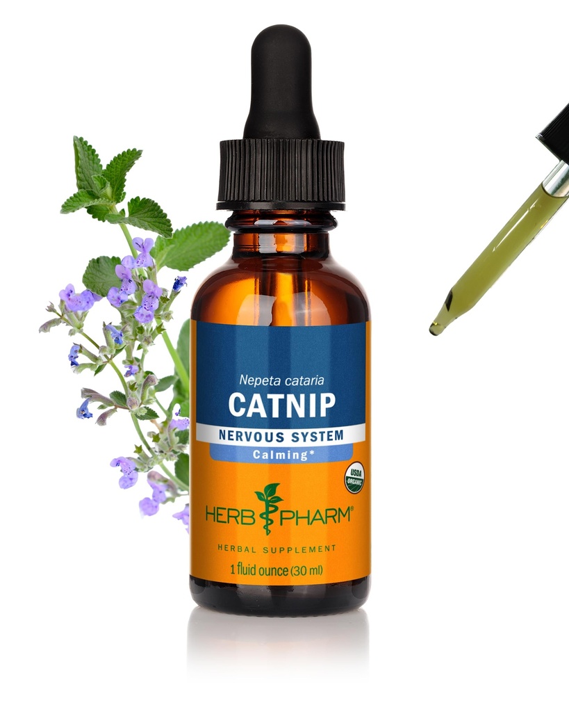 Herb Pharm Catnip Liquid Herbal Extract: Calming Nervous System Support | Vegan Organic Catnip Tincture | Herbal Support for the Nervous System | Non-GMO, Gluten-Free, Up to ~3 Week Supply, 1 oz*