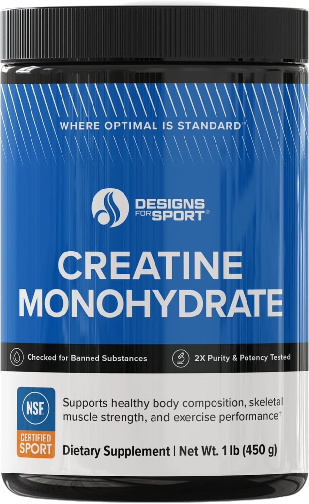 עיצובים עבור Sport Creatine Monohydrate אבקה - NSF מוסמך עבור תוספי ספורט קריטין לתמוך שריר התאוששות, טרום + פוסט עבודה כוח ואנרגיה (1 lb / 90 משרתים)
