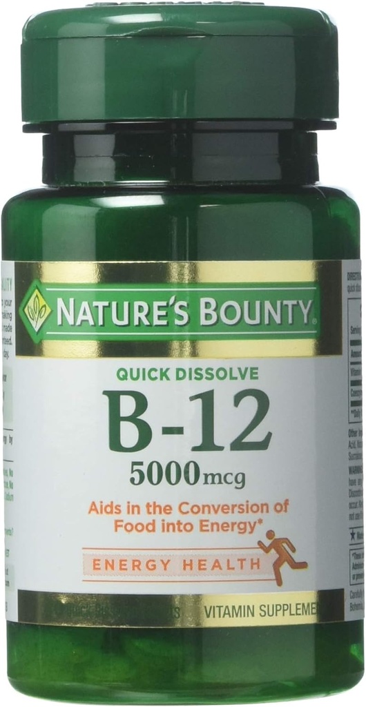 Naturens Bounty vitamin B-12 5000 mcg, 40 hurtigoppløselige tabletter (pakke på 3)