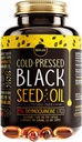 Maju Superfoods Black Seed Oil Kapsulas, Spēcīga Auksti Presēts, 2% Thymohinon, 100% Turkish Black Cumin Nigella Sativa Seed Oil, Organic BSO, Liquid Blackseed, 120 Skaits, 500mg uz kapsulām