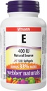 Webber Naturals Vitamín E Prírodný zdroj Softgel, 400 IU-120 Softgels