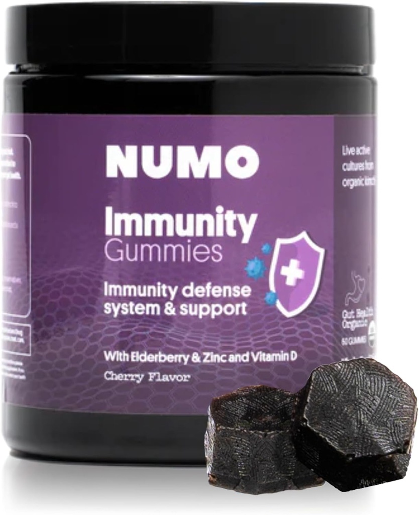 Numo Elderberry Gummies - Imune System Support with Antiokhants Supplement - Lengkap Formula dengan Sambucus Fruit, Vitamin D3, Zinc, Vitamin C, Progories - Organik, Vegan & Kosher