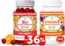 Lunakai vitamín B12 a vitamín E Gumies Bundle - 3000 μg Gummy pre dospelých Energetická podpora a zdravie kostí - 250 mg 1000 iu Prírodné VIT E Plus C doplnky